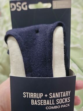 DSG Navy Stirrup Socks & Sanitary Sock baseball Softball Combo Pack S